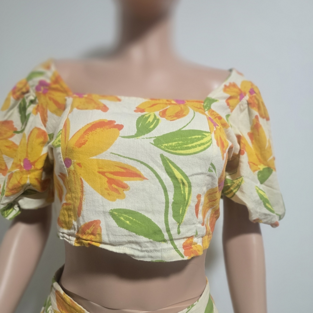 Rose & Olive Floral Yellow and Green Skirt Set - Picture 8 of 9